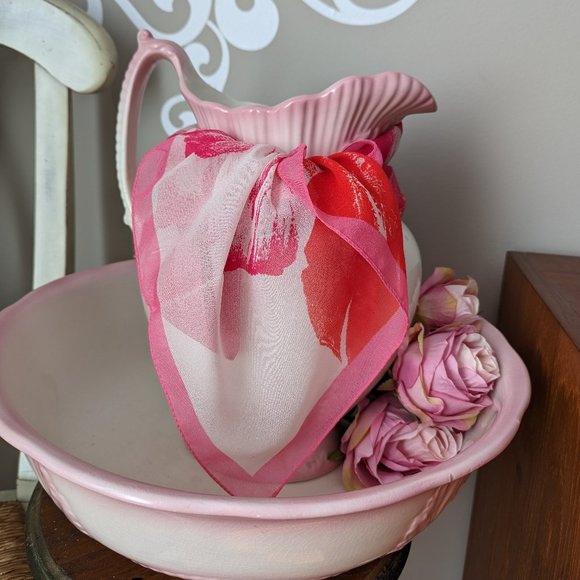 Pink and Orange Silk Sheer Daisy Scarf - Picture 6 of 7